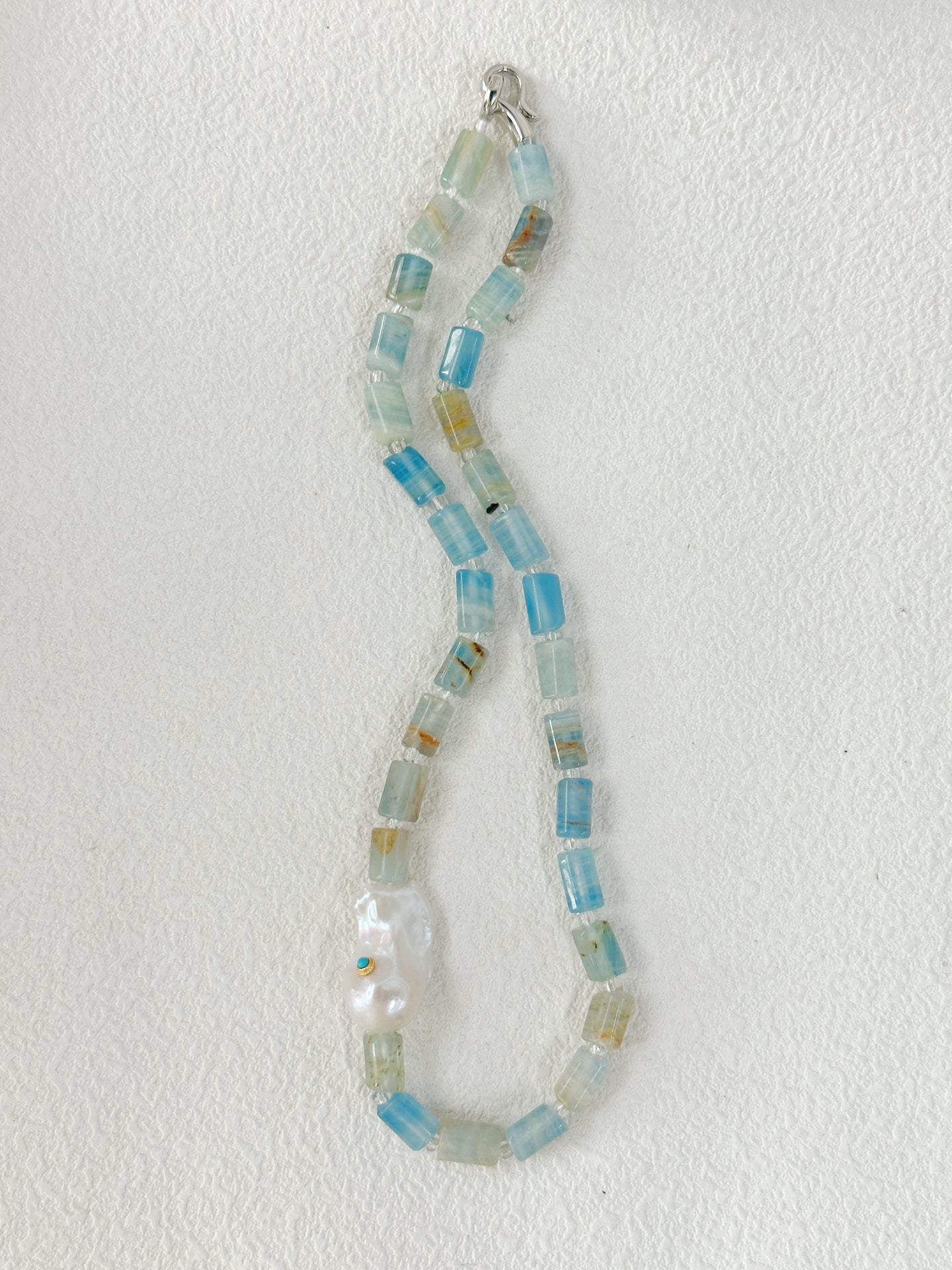 Bold Unique Blue Turquoise Baroque Pearl Necklace Set