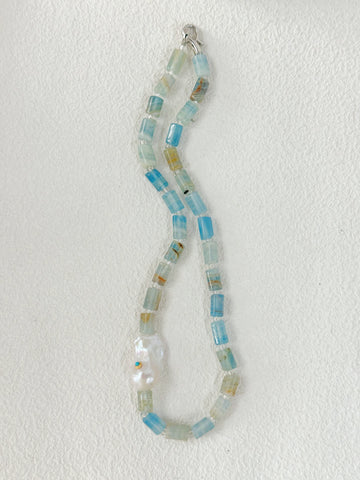 Bold Unique Blue Turquoise Baroque Pearl Necklace Set