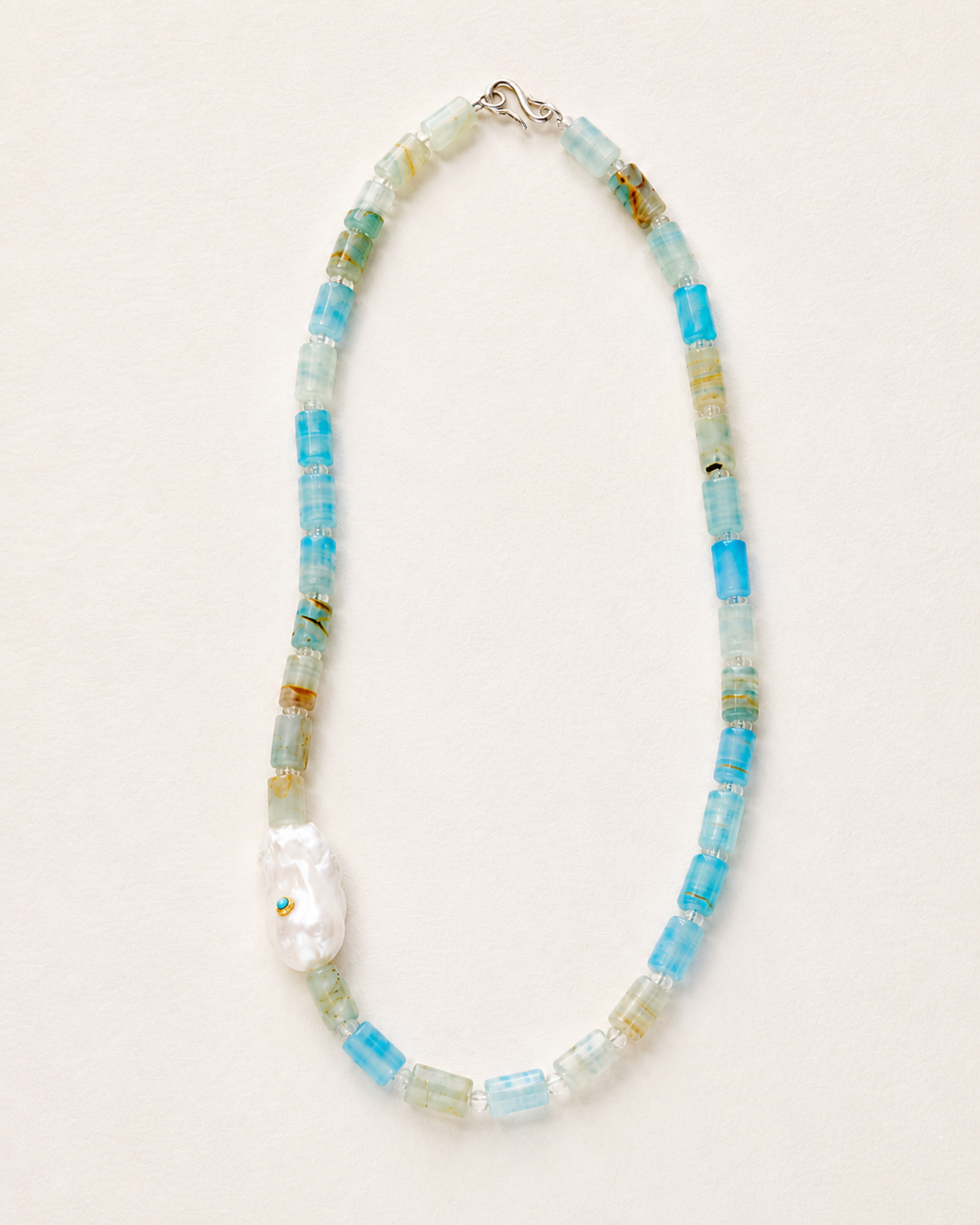 Bold Unique Blue Turquoise Baroque Pearl Necklace Set