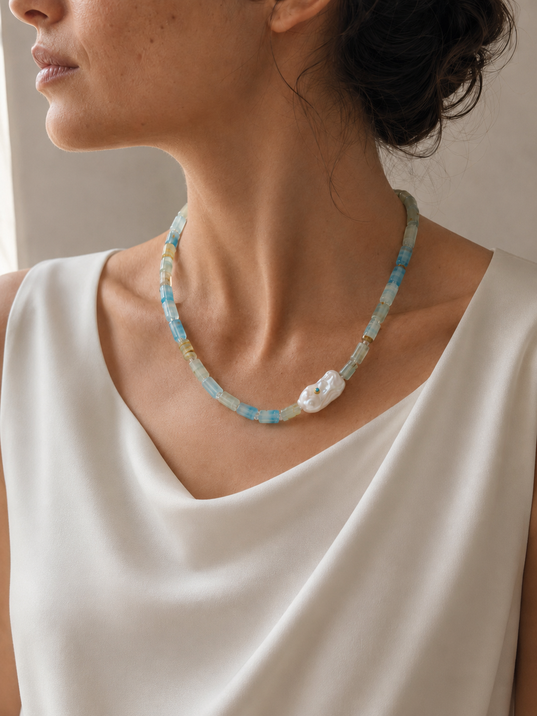 Bold Unique Blue Turquoise Baroque Pearl Necklace Set